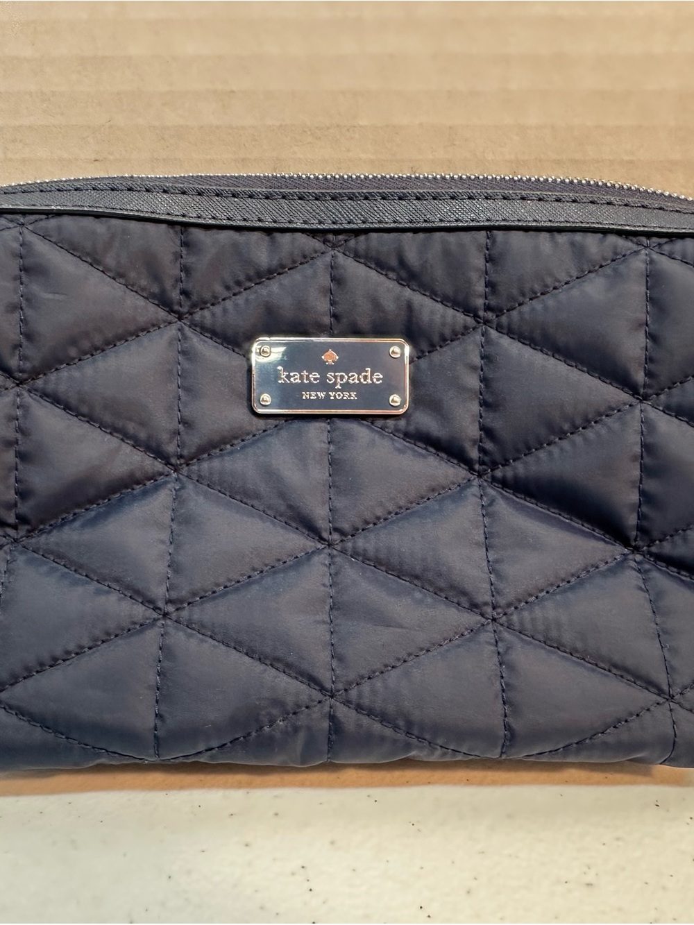 Kate Spade New York Black Quilted Nylon Cosmetic Makeup Travel Pouch Bag OS